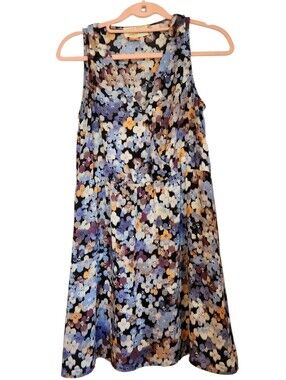 Paper Crown Floral Sleeveless V-Neck Dress Size SP Abstract Floral Lavender/Blue